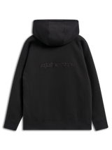 Alpinestars Emergent Oversized Hoodie, black casual streetwear, back view showing embroidered Alpinestars word logo, oversized fit with hooded design and ribbed hem