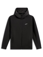 Alpinestars Cypher Hoodie, Black, zip-front double face fleece, high neck hood with mesh lining and Alpinestars word logo, small white Astars logo on chest, on-seam pockets, casual motorsport-inspired streetwear