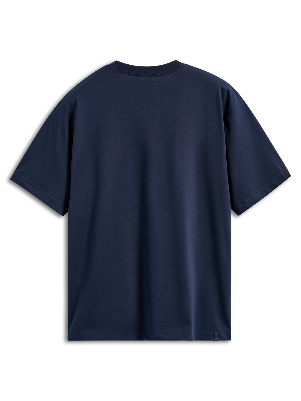Alpinestars Aplomb Oversized CSF Tee, Short Sleeve T-Shirt, Navy, back view, relaxed oversized fit, plain design with a small logo tag at the bottom hem, casual sportswear