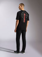 Alpinestars Overhang Oversized CSF Tee, Short Sleeve T-Shirt, Black, featuring vertical red wordmark and circular white graphic on back, casual motorsport streetwear