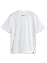 Alpinestars Focused Oversized CSF Tee, Short Sleeve T-Shirt, White, Back view featuring small black Alpinestars word logo on neck and external label at hem, Casual Motorsport Streetwear