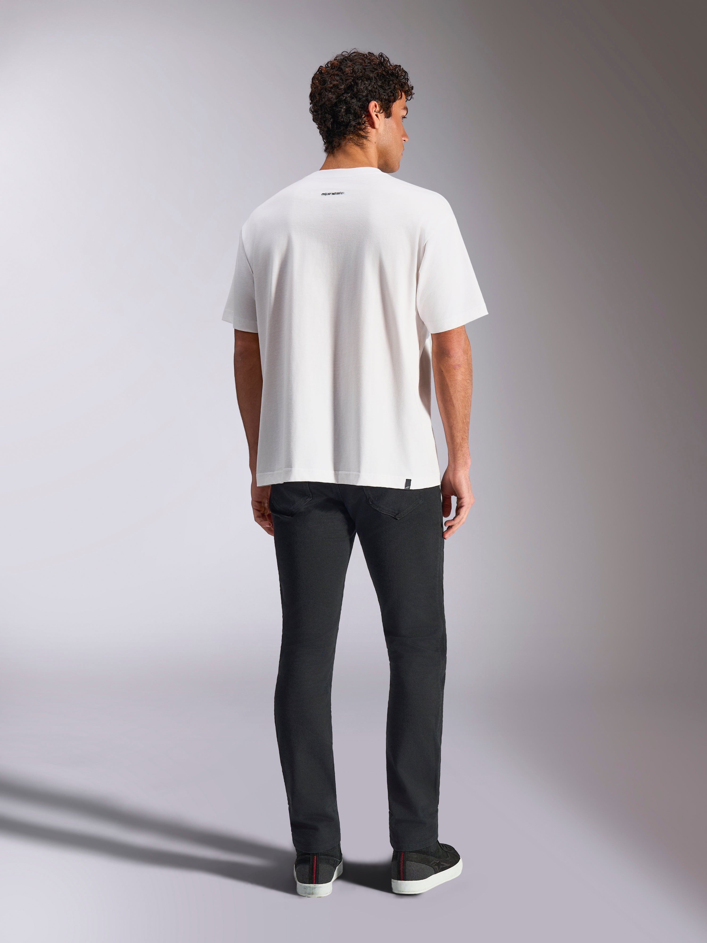 Alpinestars Focused Oversized CSF Tee, Short Sleeve T-Shirt, White, featuring a small Alpinestars word logo on the upper back, oversized relaxed fit, casual motorsport streetwear