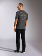 Alpinestars Pop Helmet CSF Tee, Short Sleeve T-Shirt, Charcoal Gray, Colorful M10 Helmet Back Art with Alpinestars Protects Branding, Casual Motorsport Streetwear