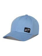 Alpinestars Pivot Hat, curved bill baseball cap, Blue, featuring a small black embroidered Astars logo patch on the side, casual sportswear accessory