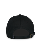 Alpinestars Calipalm Strapback Hat, Black, back view featuring an adjustable strapback closure with a metal buckle, small woven logo label, and unstructured cotton twill construction