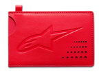 Alpinestars Ageless Credit Card Holder, Red, classic split leather wallet, debossed Astars logo, curved notch, perforated corner detail, slim minimalist accessory