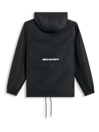 Alpinestars Speeder Chromium Windbreak Jacket, Black, back view showing hood, elastic cuffs, drawcord hem, and white word logo at the back