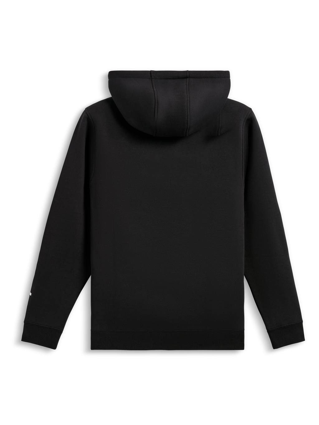Alpinestars Harken Hoodie, Pullover Fleece Hoodie, Black, Back View, featuring ribbed cuffs and hem, casual motorsport-inspired streetwear
