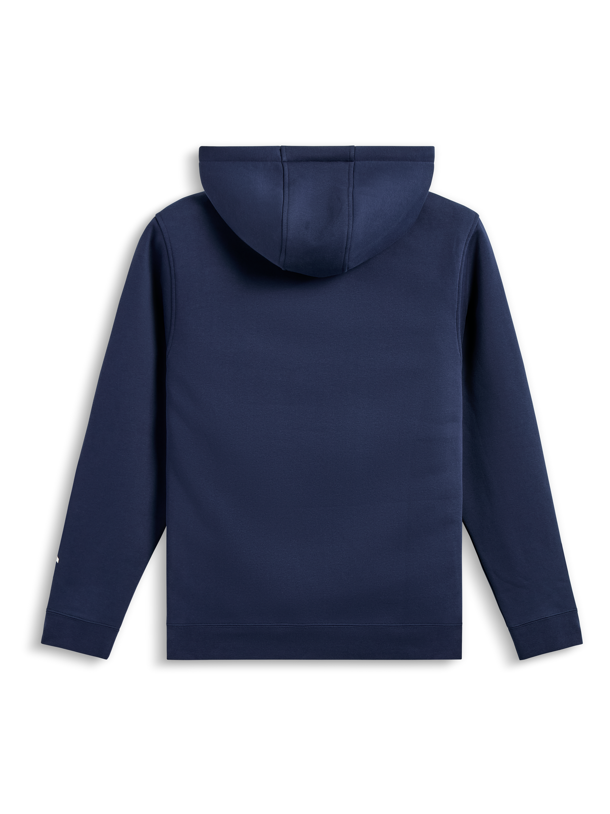 Alpinestars Harken Hoodie, back view, navy blue, pullover fleece with long sleeves and ribbed cuffs, self-lined hood, casual motorsport-inspired streetwear