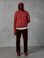 Alpinestars Essentials Ageless Zip Hoodie, casual sportswear, Brick red, full-zip with drawstring hood, small chest logo, relaxed fit with garment stone wash