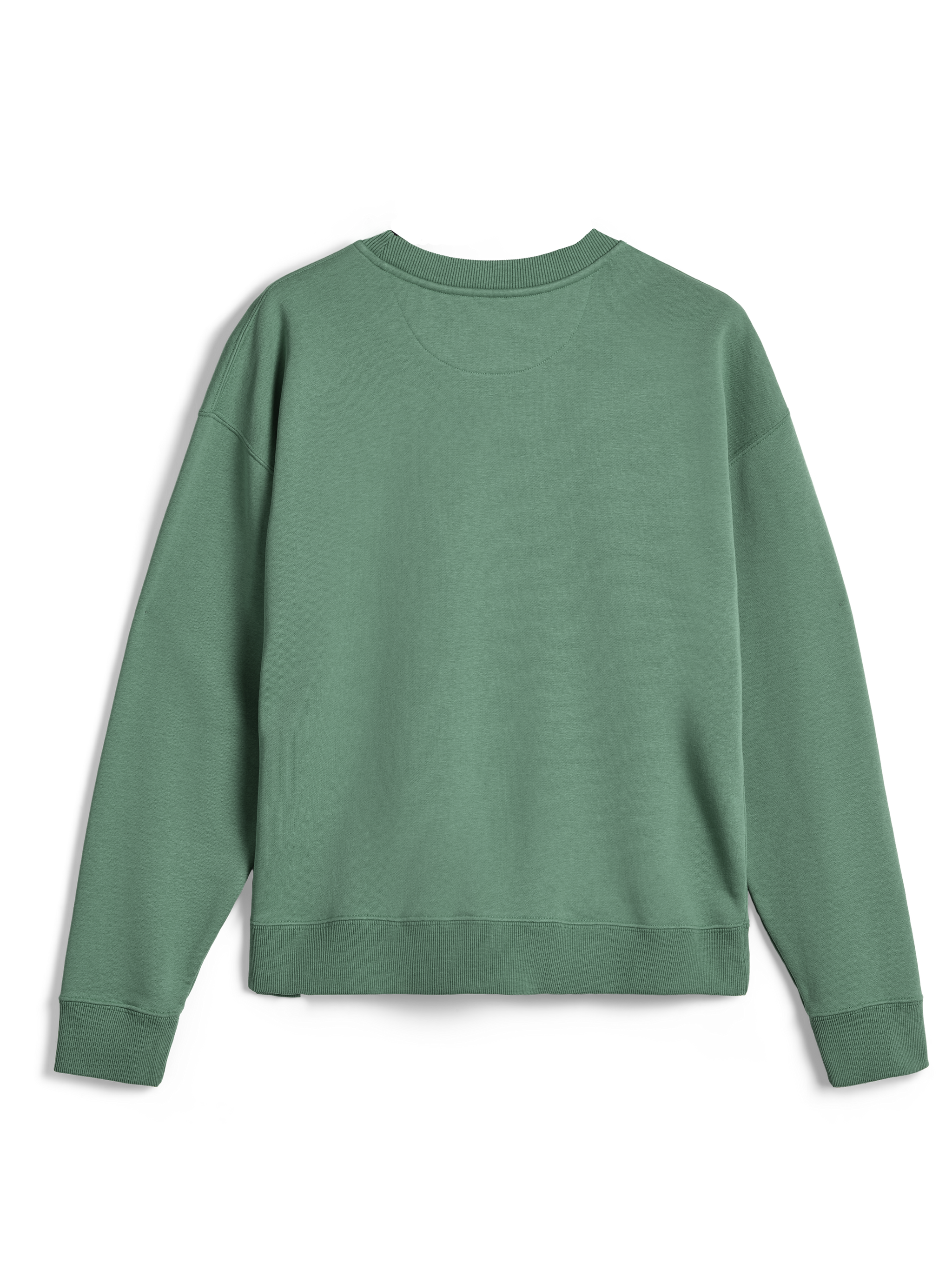 Alpinestars Essentials Ageless Crew, premium crewneck sweatshirt, Cactus Green, back view showing ribbed collar, cuffs and hem, solid color, casual sportswear