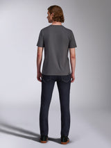 Alpinestars Waving CSF Tee, Short Sleeve T-Shirt, Charcoal, back view, worn with dark denim jeans, casual motorsport-inspired streetwear