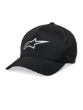 Alpinestars Ageless Reflex Waterproof Hat, Black Baseball Cap, Curved Brim, Silver Reflective Astars Logo, Structured Crown, Waterproof Technical Fabric, Casual Motorsport Headwear