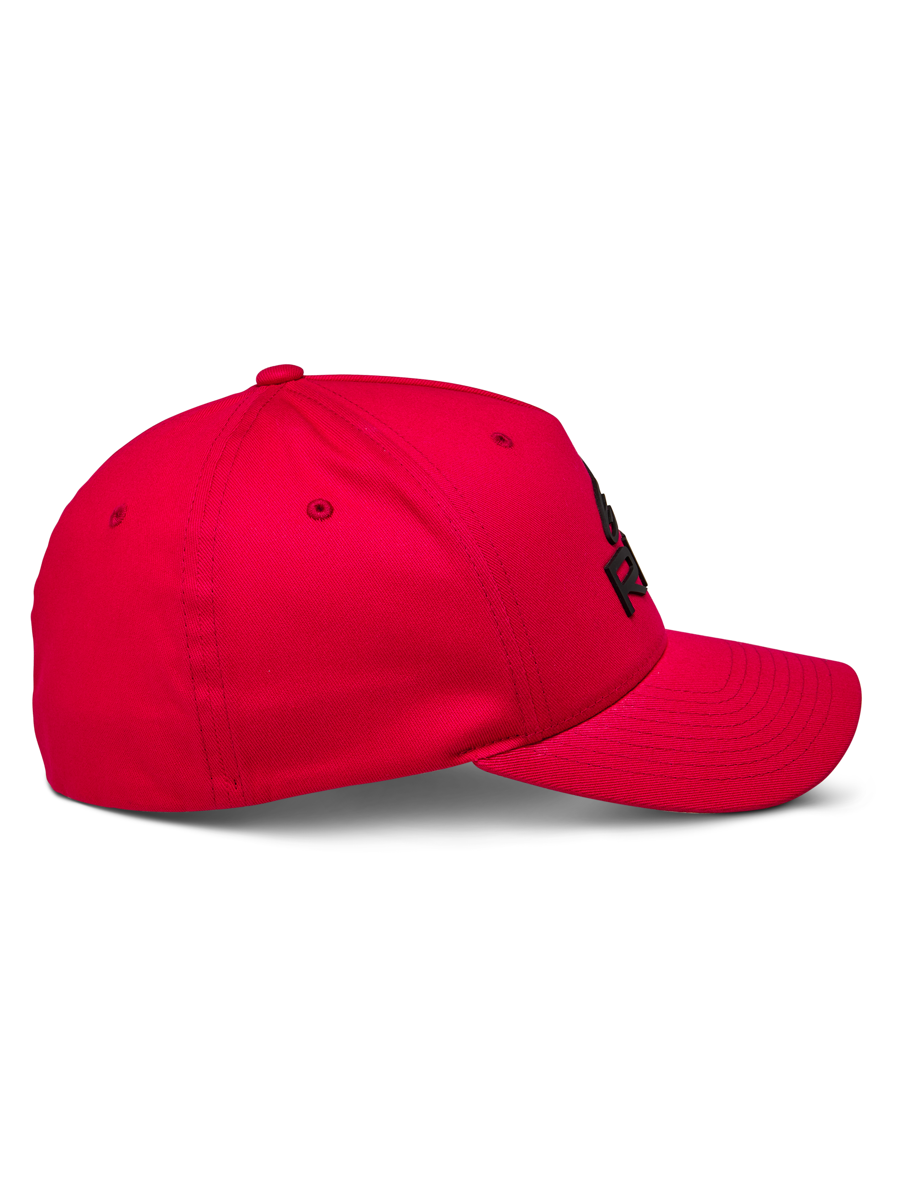 Alpinestars Ride Sonic Hat, Curved Bill Hat, Red, Side Profile View, Structured Crown with Black 3D Embroidered Logo, Casual Sportswear Accessory