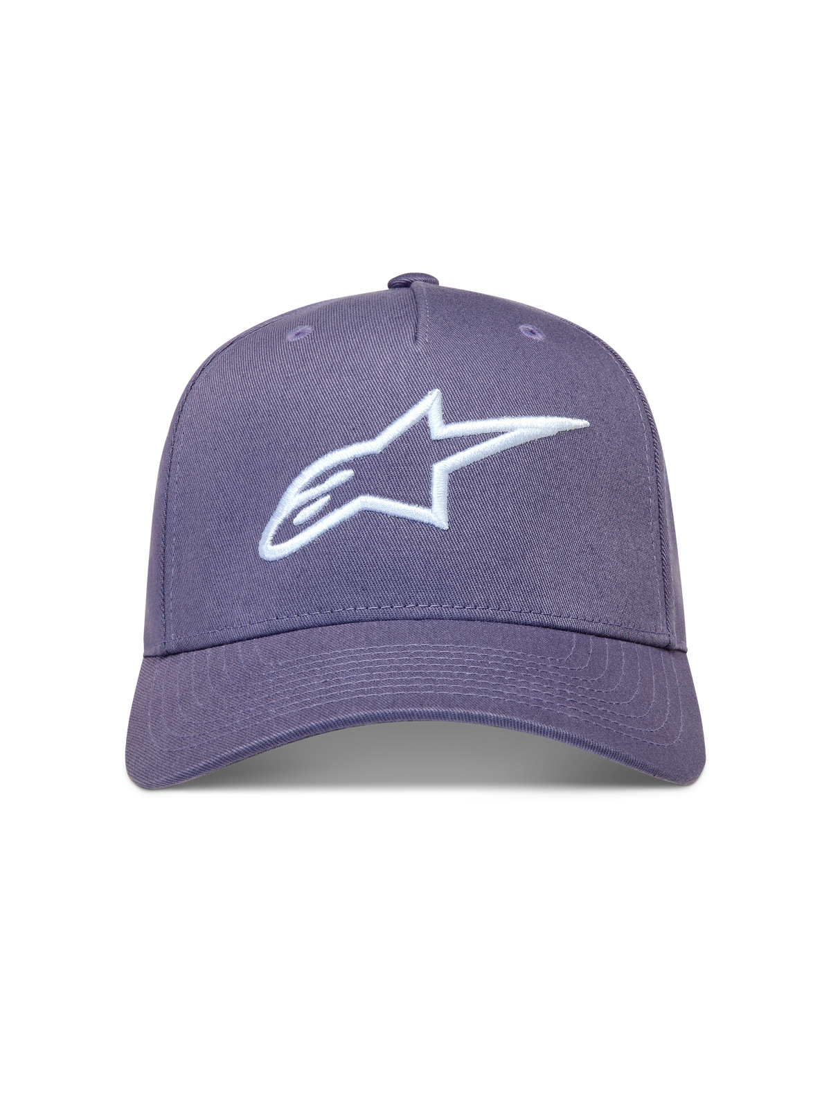 Alpinestars Ageless Snapback Hat in Dusty Purple with white 3D embroidered Astars logo and structured twill crown.