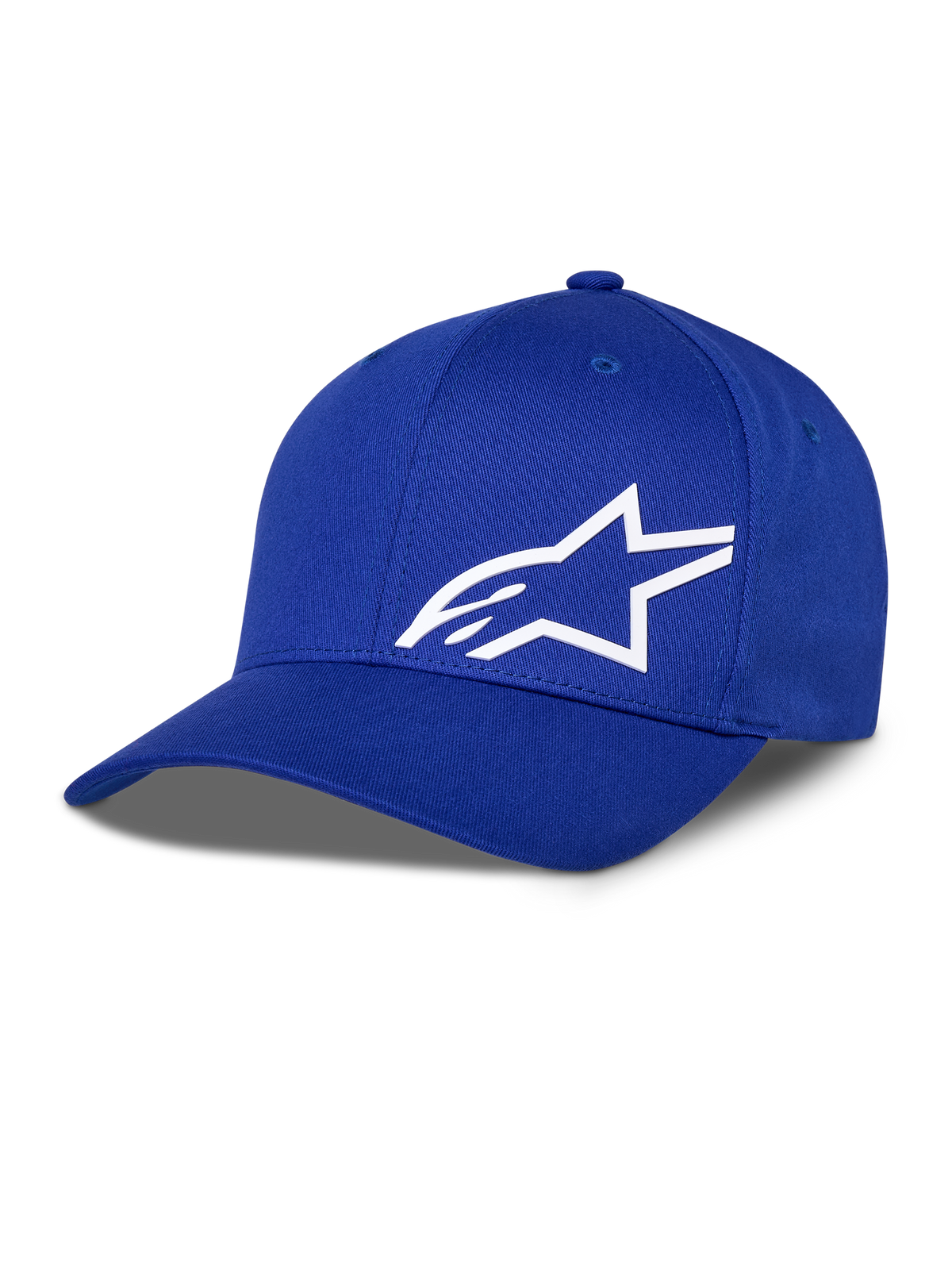 Alpinestars Corp Shift Multi Hat, Blue Baseball Cap featuring a White 3D Star Logo, Structured Crown, Curved Brim, Casual Motorsport Headwear