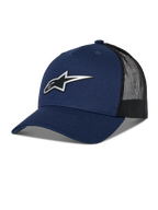 Alpinestars Reflect Ageless Trucker Hat, Navy Blue and Black Trucker Cap, Curved Brim, Reflective Silver Astars Logo, Mesh Back for Ventilation, Structured Crown, Casual Motorsport Style