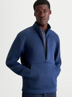 Alpinestars Apera Half-Zip Sweatshirt, Men's Sportswear Pullover in Steel Blue, featuring a half-zip closure, kangaroo pocket with tonal branding, and a mesh-lined hood, premium tri-blend fleece for everyday casual comfort.