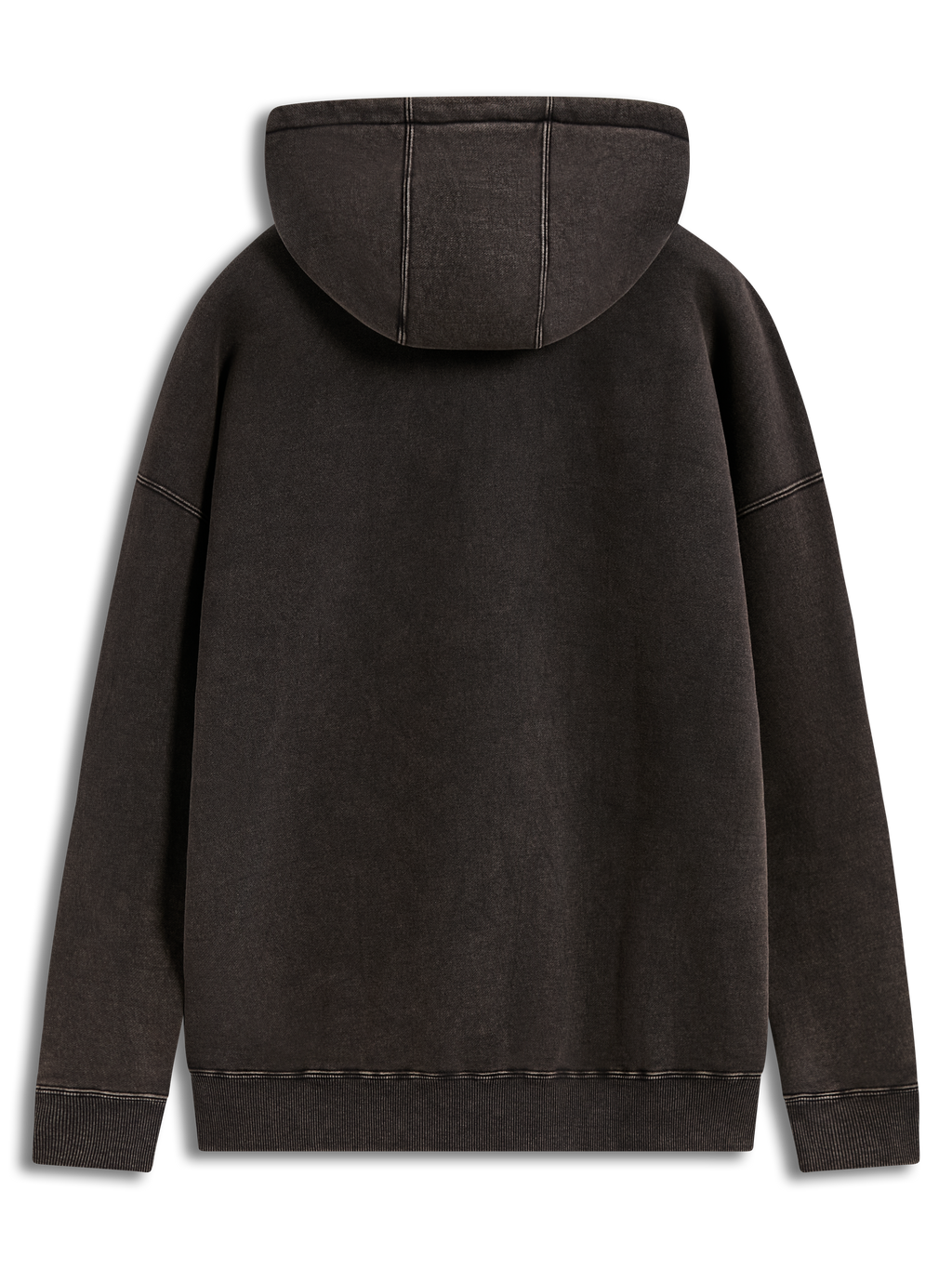 Alpinestars Infinite Washed Oversized Hoodie, Sportswear Pullover, Washed Black snow-wash fleece, back view showing ribbed hem.