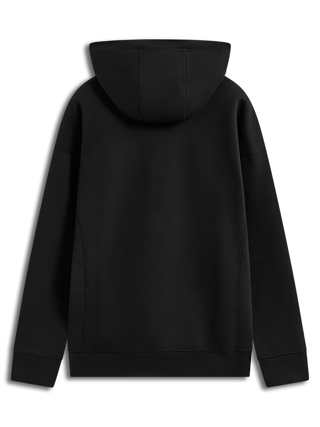 Alpinestars Shaw Oversized Hoodie, black sportswear fleece in a rear view with body seaming and ribbed trim details.