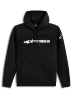 Alpinestars Race Wordmark Hoodie, Black and White sportswear pullover fleece with linear chest logo and sleeve branding.