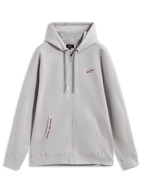 Alpinestars Pioneer Oversized Hoodie, cement grey sportswear zip fleece with red logo accents and kangaroo pocket.