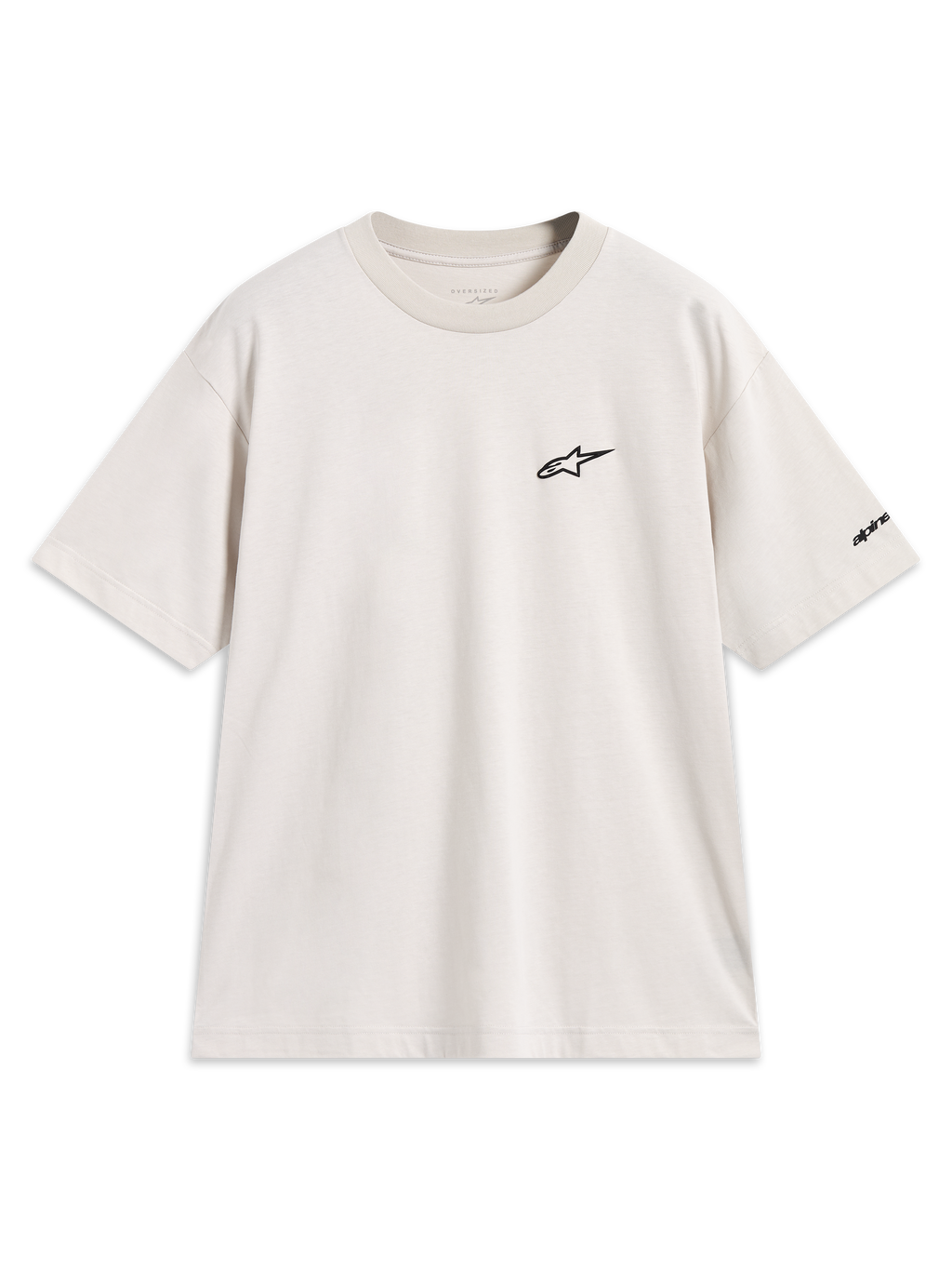 Alpinestars Mandate Oversized CSF Tee, short sleeve sportswear t-shirt in Sand beige with a black chest puff print logo.