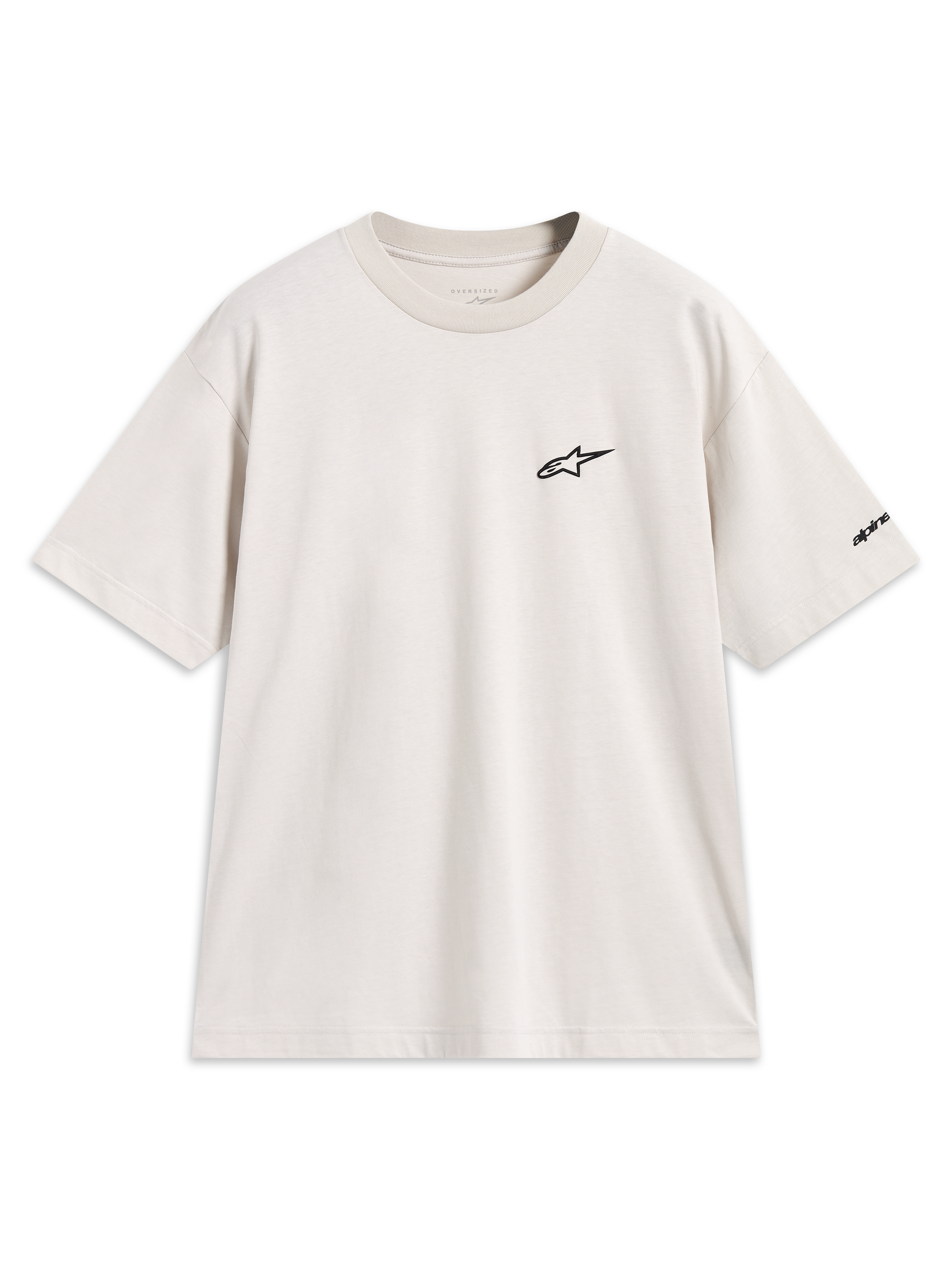 Alpinestars Mandate Oversized CSF Tee, short sleeve sportswear t-shirt in Sand beige with a black chest puff print logo.