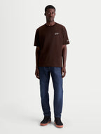 Alpinestars Mandate Oversized CSF Tee, Men's Short Sleeve Sportswear T-Shirt, Brown with White Puff-Print Astars Logo, Relaxed Oversized Fit, Cotton-Poly Blend, Casual Lifestyle Apparel.