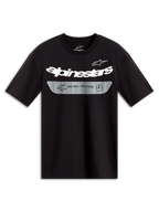 Alpinestars Singular CSF Black Short Sleeve Tee featuring a white curved word graphic and grey motorsport chest panel.