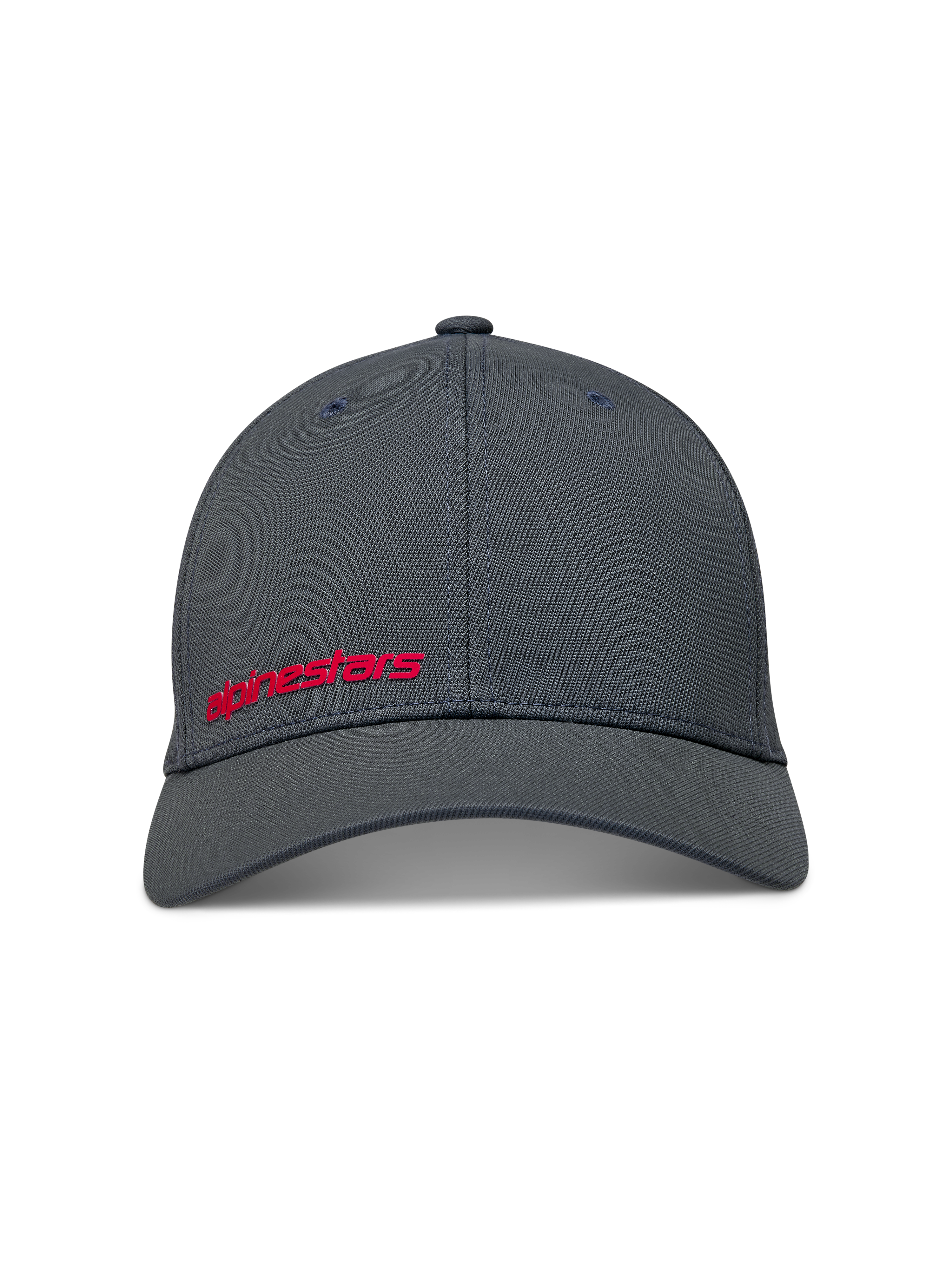 Alpinestars Points Hat in Dark Grey, nylon tactel flex-back baseball cap with a red HD print word logo.