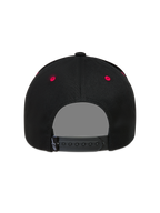 Alpinestars Retro Snapback Hat, Black and Red Sportswear Cap, back view with adjustable snapback strap and red eyelets.