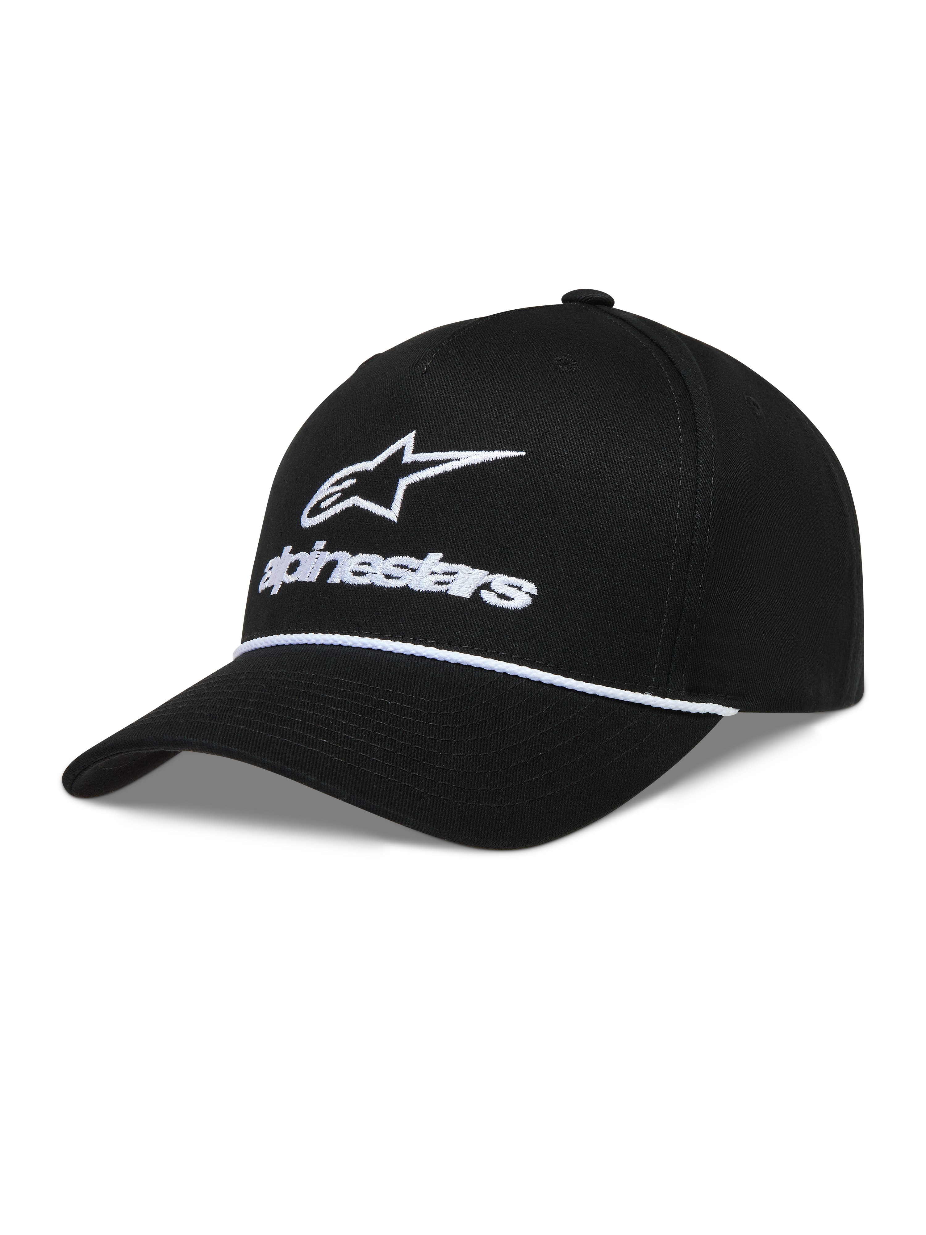 Alpinestars Combo Logo Snapback Hat, Sportswear, Black and White, Twill fabric with embroidered logo and curved bill.