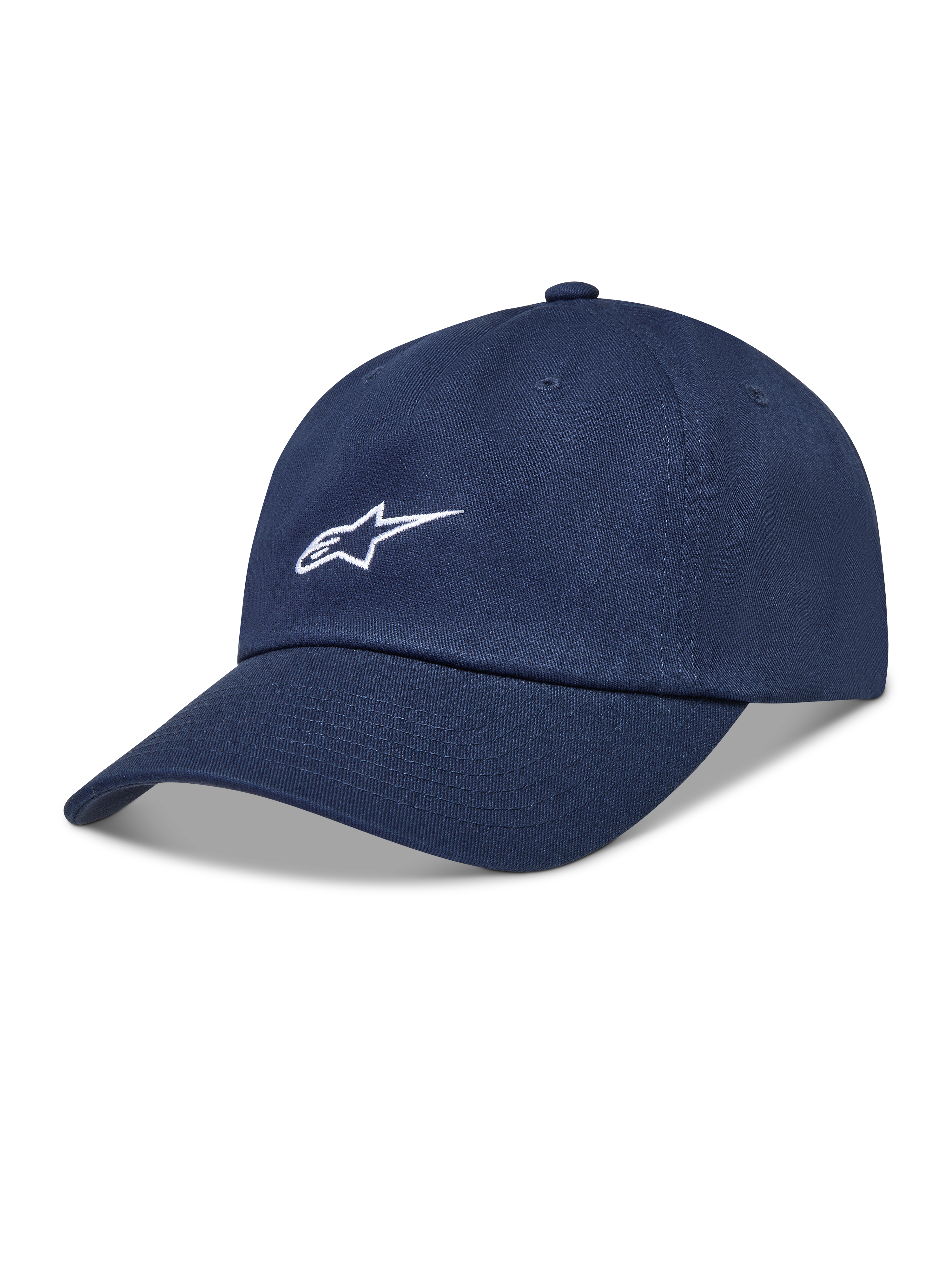 Alpinestars Dylan Dad Hat, Navy blue sportswear cap in twill fabric with a white Astars logo and curved bill.