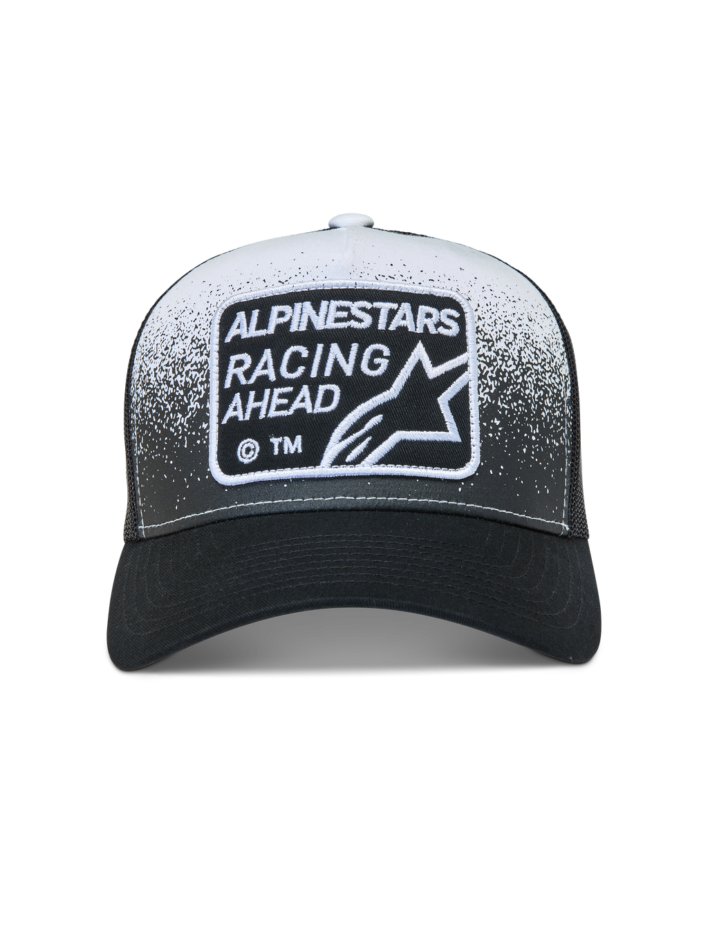 Alpinestars Gravel Trucker Hat, Unisex Sportswear Cap, Black and White Mesh Back with Racing Ahead Patch and Curved Bill