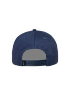 Alpinestars Label Snapback Hat, Navy Blue Sportswear Cap, Unisex Cotton Twill, Rear View with Adjustable Snapback Closure.