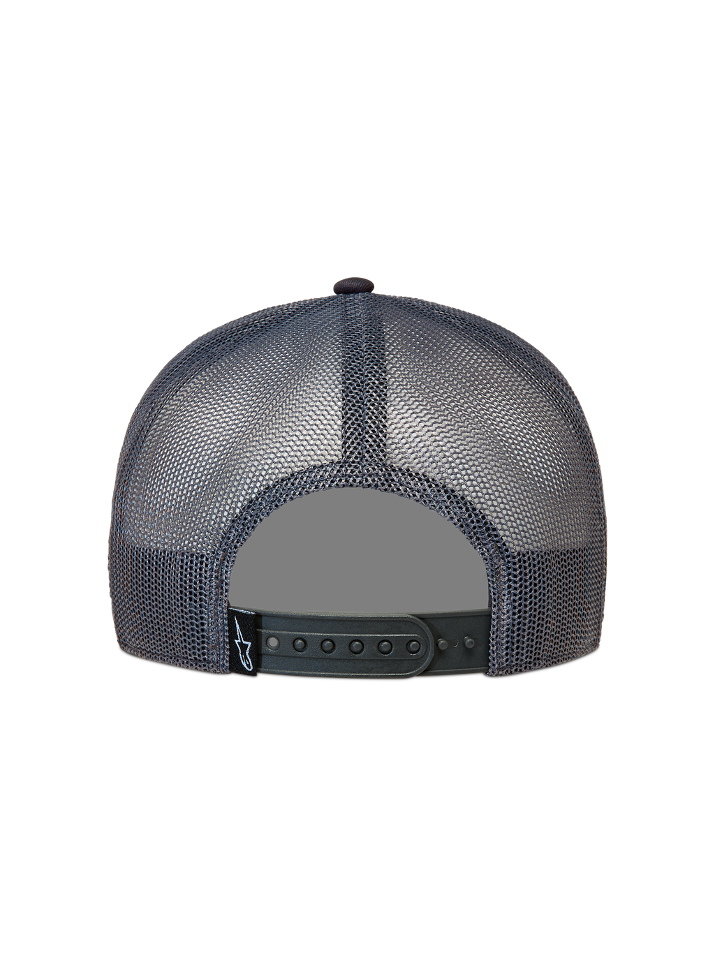 Alpinestars Ten Trucker Hat, dark grey sportswear mesh cap with an adjustable snapback closure and small Astar logo label.