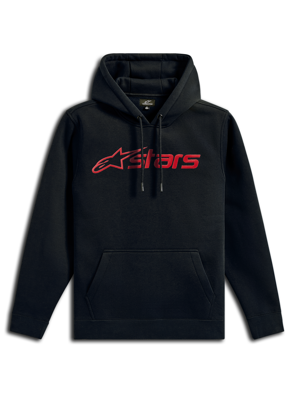 Alpinestars Blaze V3 Hoodie, casual streetwear, Black with Red linear logo, drawstring hood, front kangaroo pocket, long sleeves, modern motorsport-inspired design