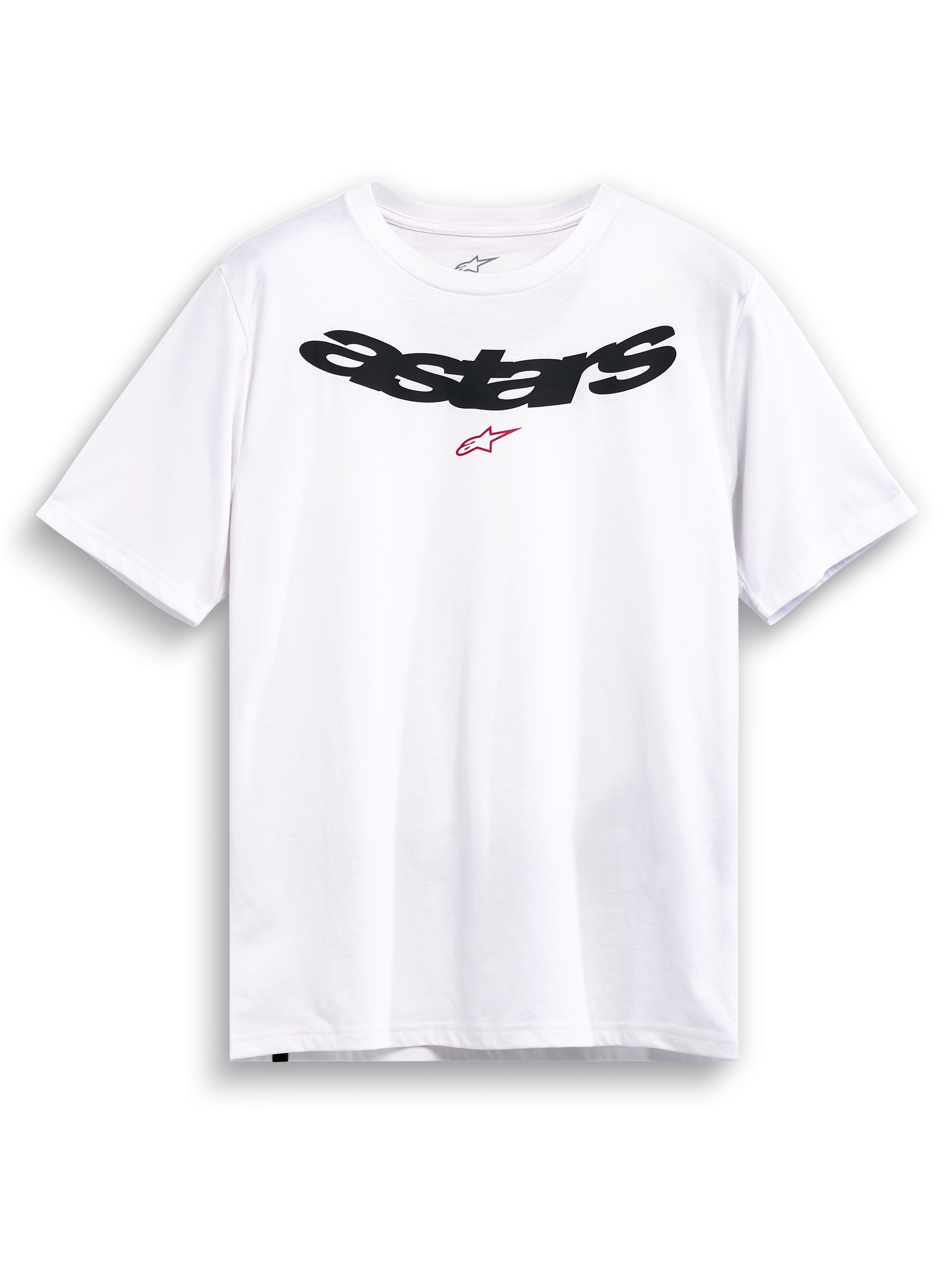 Alpinestars Elliptic CSF Tee, white short-sleeve sportswear t-shirt with a black arched astars logo and red logo graphic on the upper chest