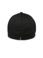 Alpinestars Arcstars Hat, Black, back view of a flex-back baseball cap, featuring a small white Astars logo on a back label, structured crown with tonal eyelets, casual motorsport-inspired headwear