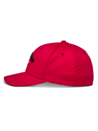 Alpinestars Arcstars Hat, Red Baseball Cap, side profile view, structured crown with curved bill, black 3D Astars embroidery, casual motorsport sportswear