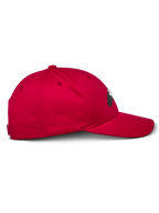 Alpinestars Profile Hat, Red, side profile view, baseball cap with structured crown and curved bill, cotton twill fabric, casual motorsport-inspired headwear