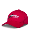 Alpinestars Profile Hat, Red Baseball Cap, White and Black Embroidered Astars RACEWEAR Logo, Curved Bill and Structured Crown, Casual Motorsport Streetwear