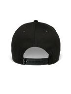Alpinestars Canyon Hat, Black Snapback Hat, back view featuring adjustable snap closure and small woven Astars logo label, 100% cotton twill material, casual motorsport-inspired headwear