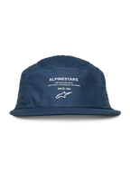 Alpinestars Peasy Hat, 5-panel jockey hat, Blue, flat bill with unstructured crown, white front graphic with logo and 'Since 1963' text, casual motorsport-inspired headwear
