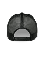 Alpinestars Gambit Trucker Hat, Snapback Hat, Black, back view showing breathable poly mesh panels and adjustable snapback closure, casual motorsport sportswear