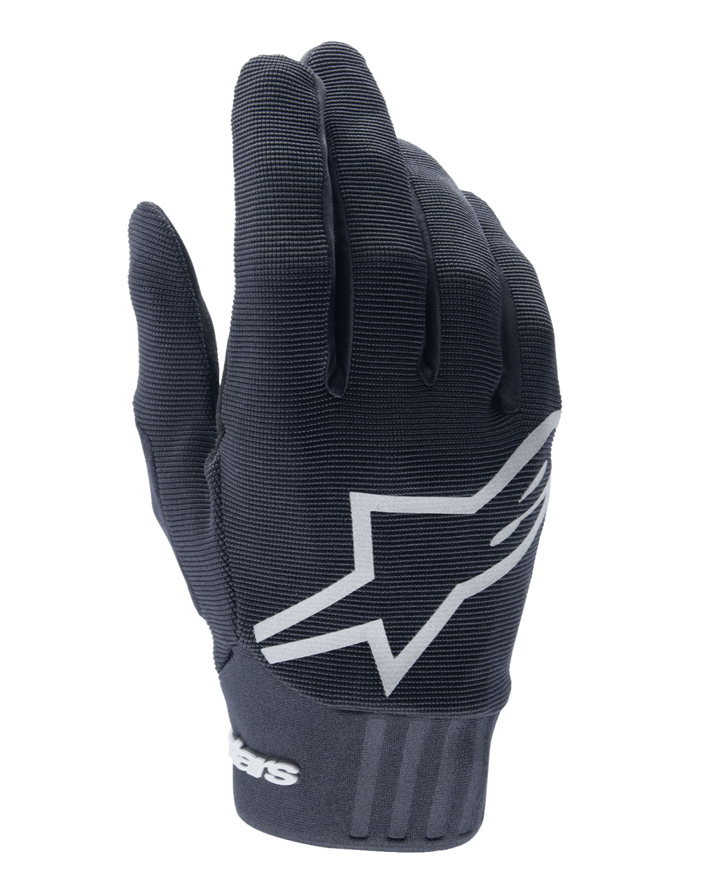Alpinestars Youth A-Dura Gloves, Mountain Bike Gloves, Black, Large white star logo on back of hand, textured fabric with ribbed cuff detail, flexible design for off-road cycling