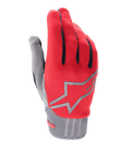 Alpinestars Youth A-Dura Gloves, Red and Gray, Mountain Bike Gloves for Kids, featuring a gray star logo on the back, black finger accents, and a textured gray cuff, lightweight synthetic fabric for off-road cycling