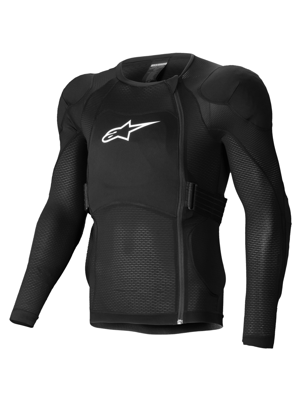Alpinestars A-Impact Plasma Protection Jacket Long Sleeve, Mountain Biking Protection Jacket in Black with white logo, featuring CE Level 2 Nucleon Plasma armor and breathable stretch mesh construction