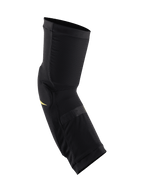 Alpinestars Paragon Plus Knee Protectors, Black and Acid Yellow, lightweight slip-on knee guard with breathable stretch mesh, ergonomic pre-shaped design for mountain biking and off-road protection
